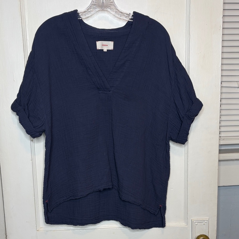 Xirena Avery North Star Navy Blue Top Gauze Pullover Sz M